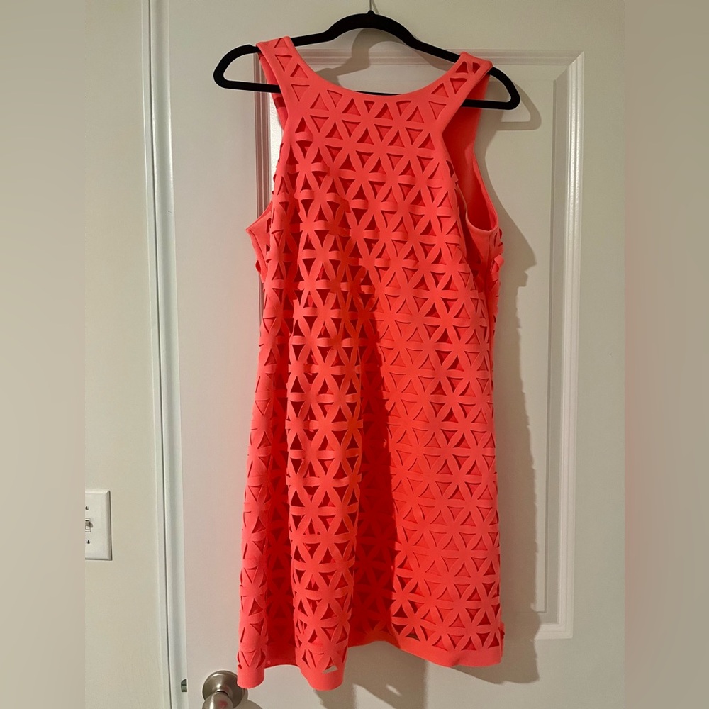 Neon Pink Geometric Lilly Pulitzer Dress, Size L